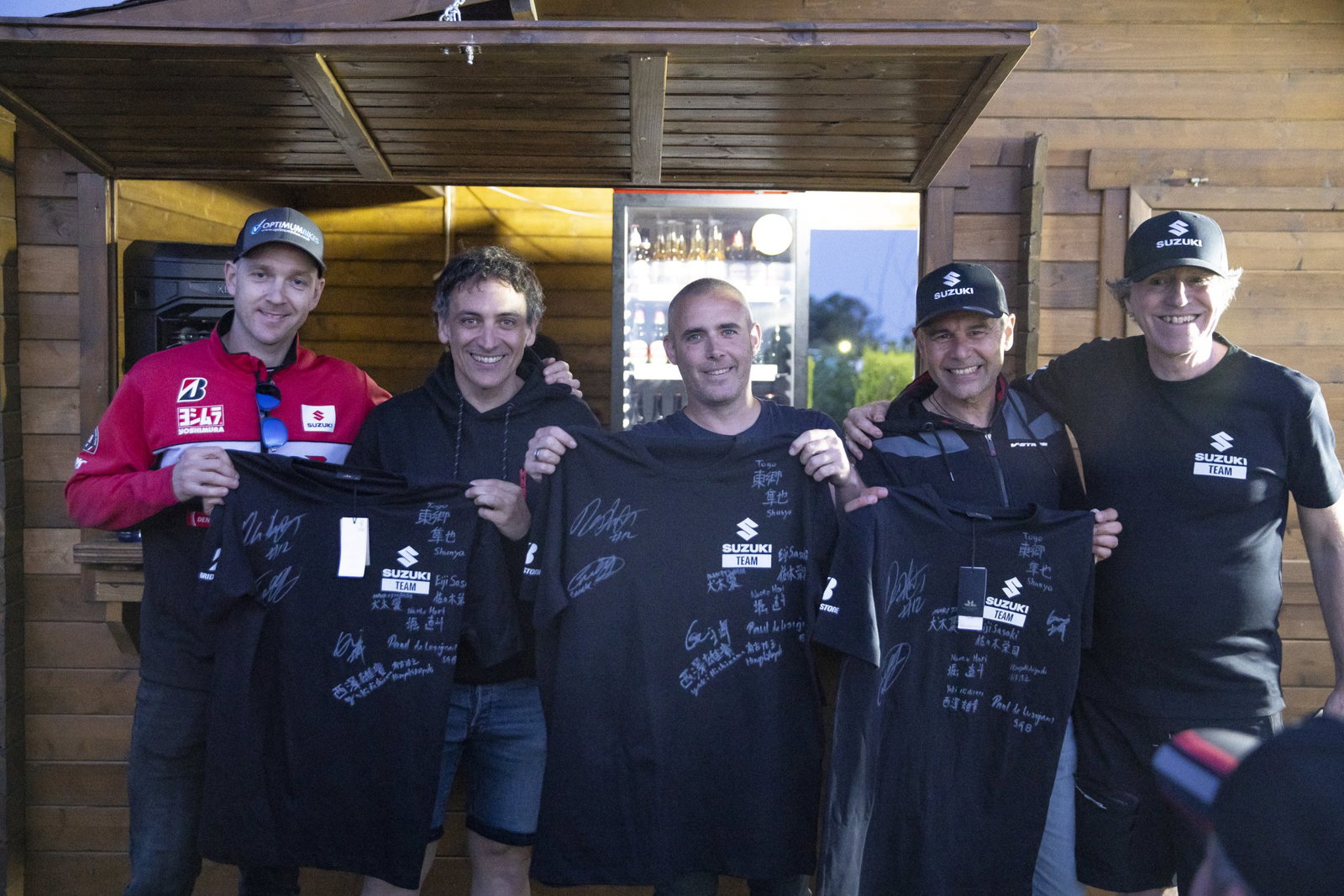 Suzuki 6 Hours winners - L– R: Pere Lorens, Toad Hancocks, Thomas Chignac