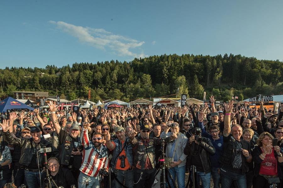 Harley-Davidson bikers at an event. 