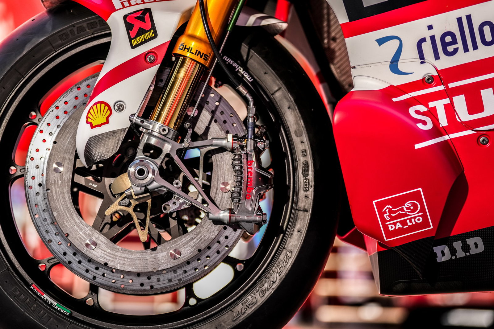 Brembo brake discs on a WorldSBK machine.