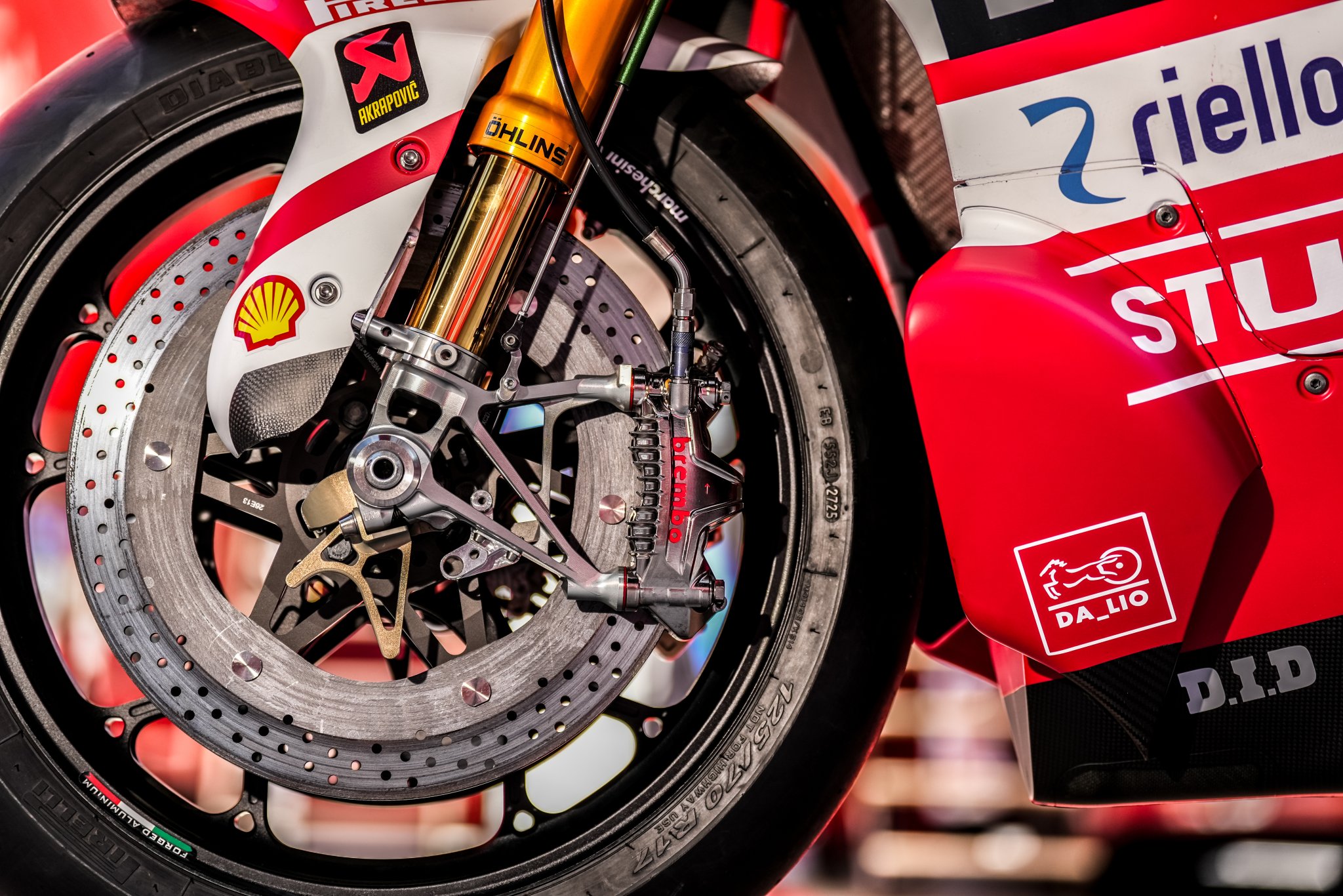 Brembo brake discs on a WorldSBK machine.