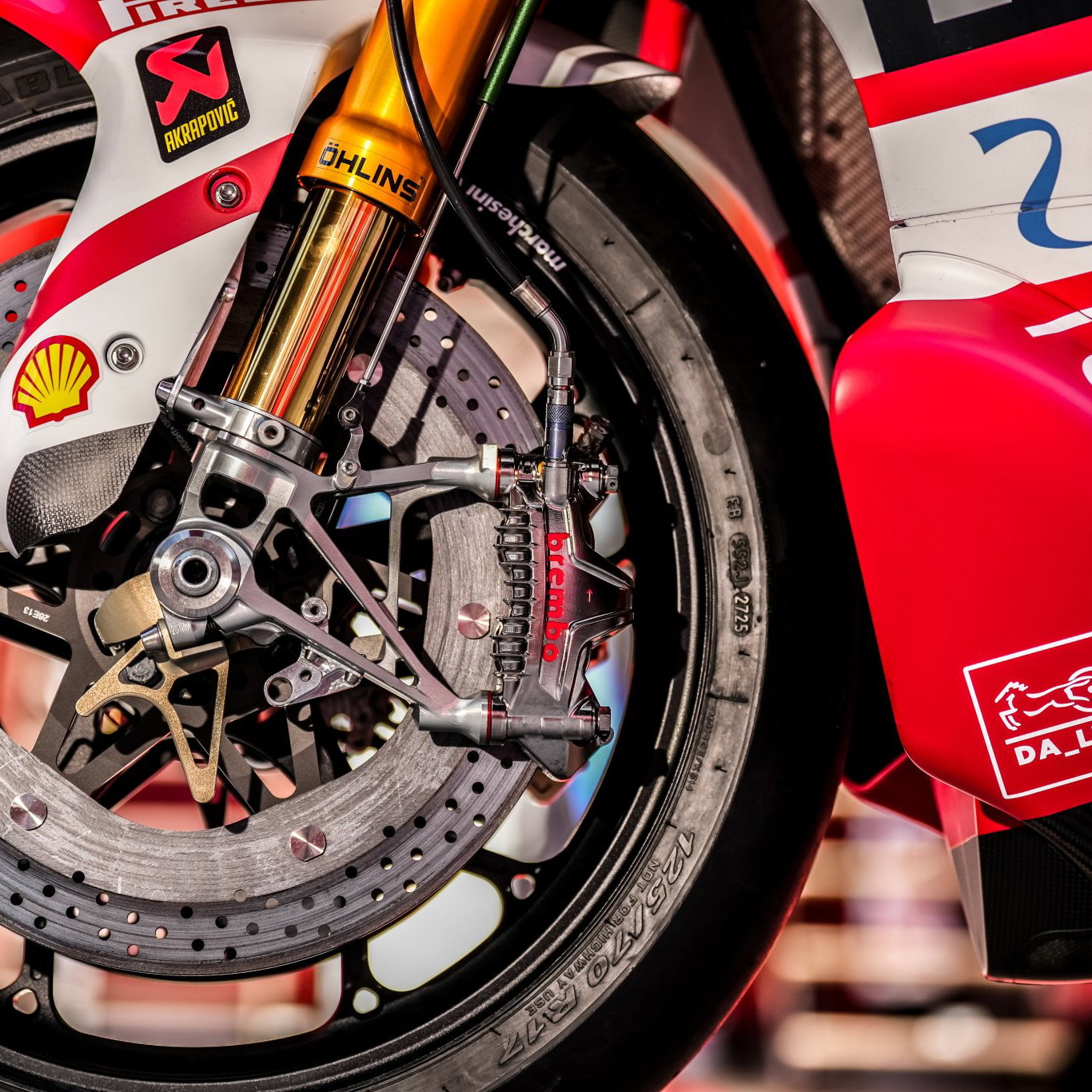 Brembo brake discs on a WorldSBK machine.