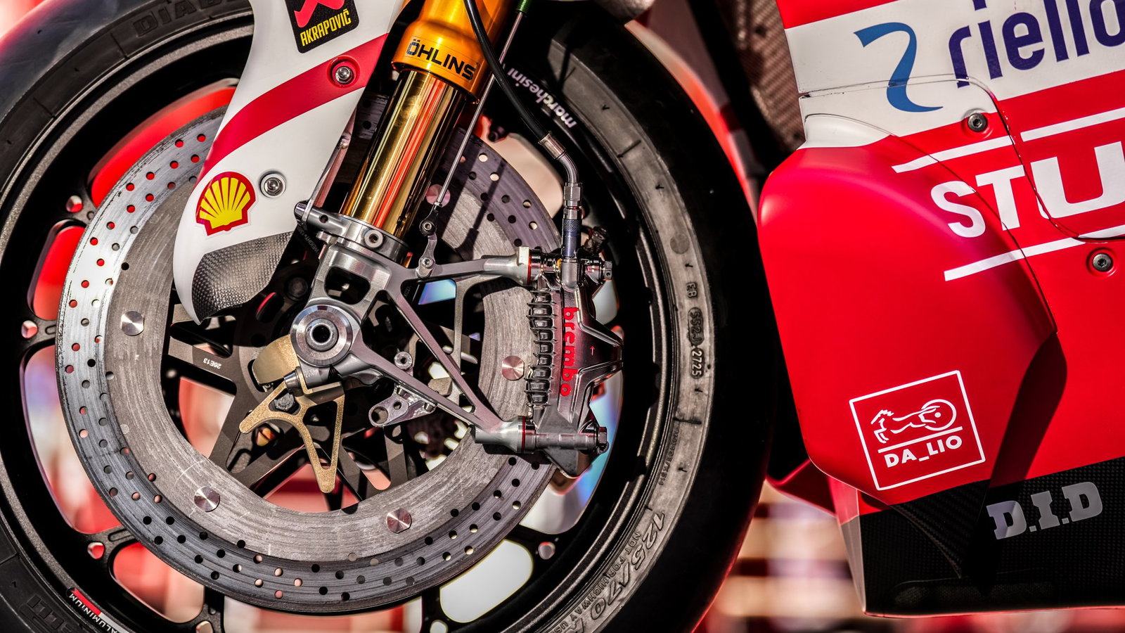 Brembo brake discs on a WorldSBK machine.