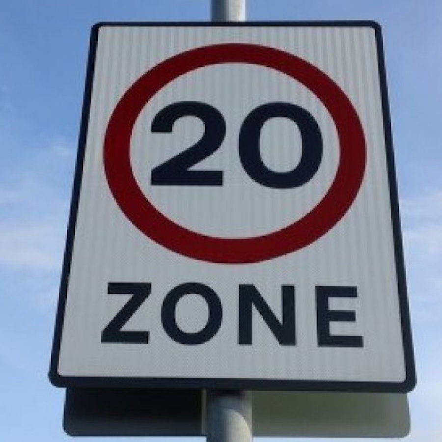 A 20mph speed limit sign