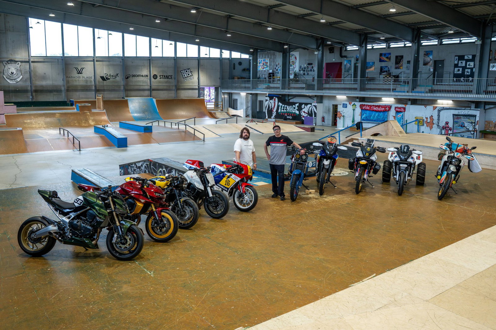 The full line-up of custom built Hondas.