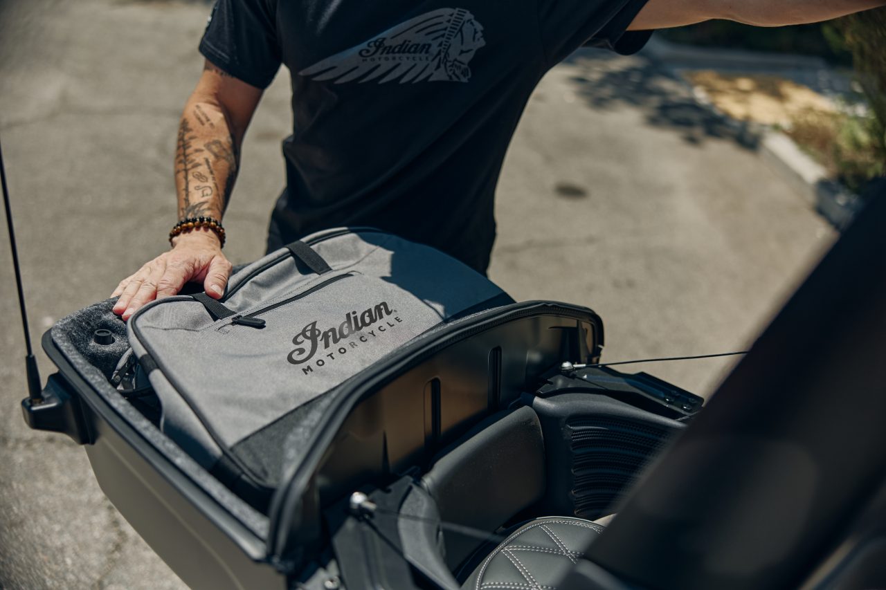 Storage on a Indian Motorcycle machine.