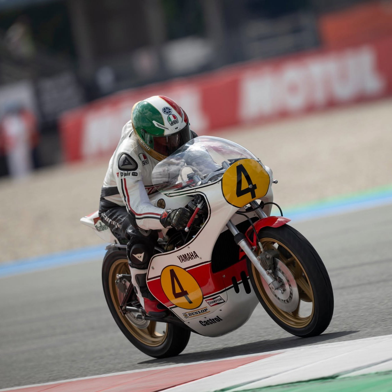Iconic Yamaha race bike on track. Credit: Yamaha.