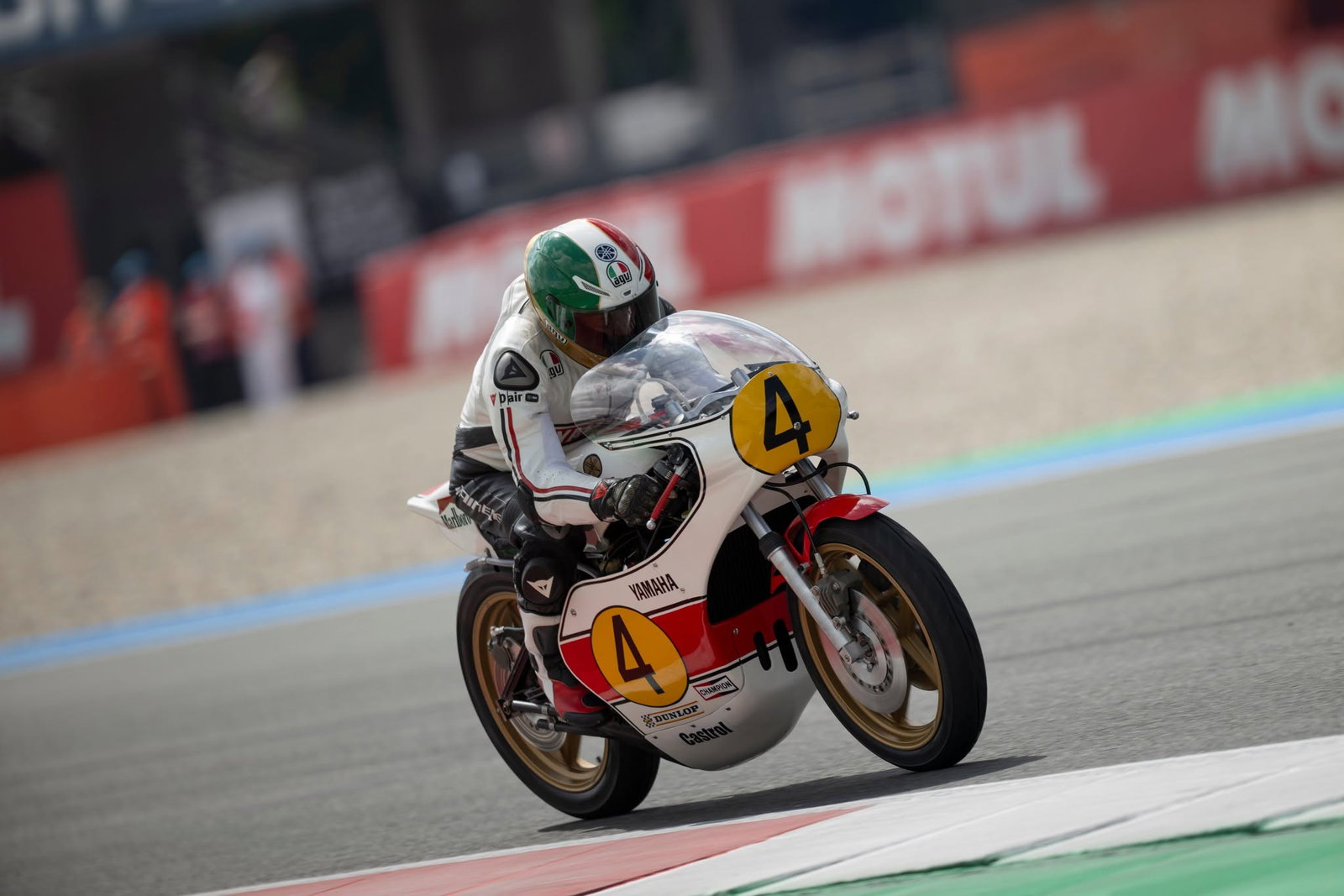 Iconic Yamaha race bike on track. Credit: Yamaha.