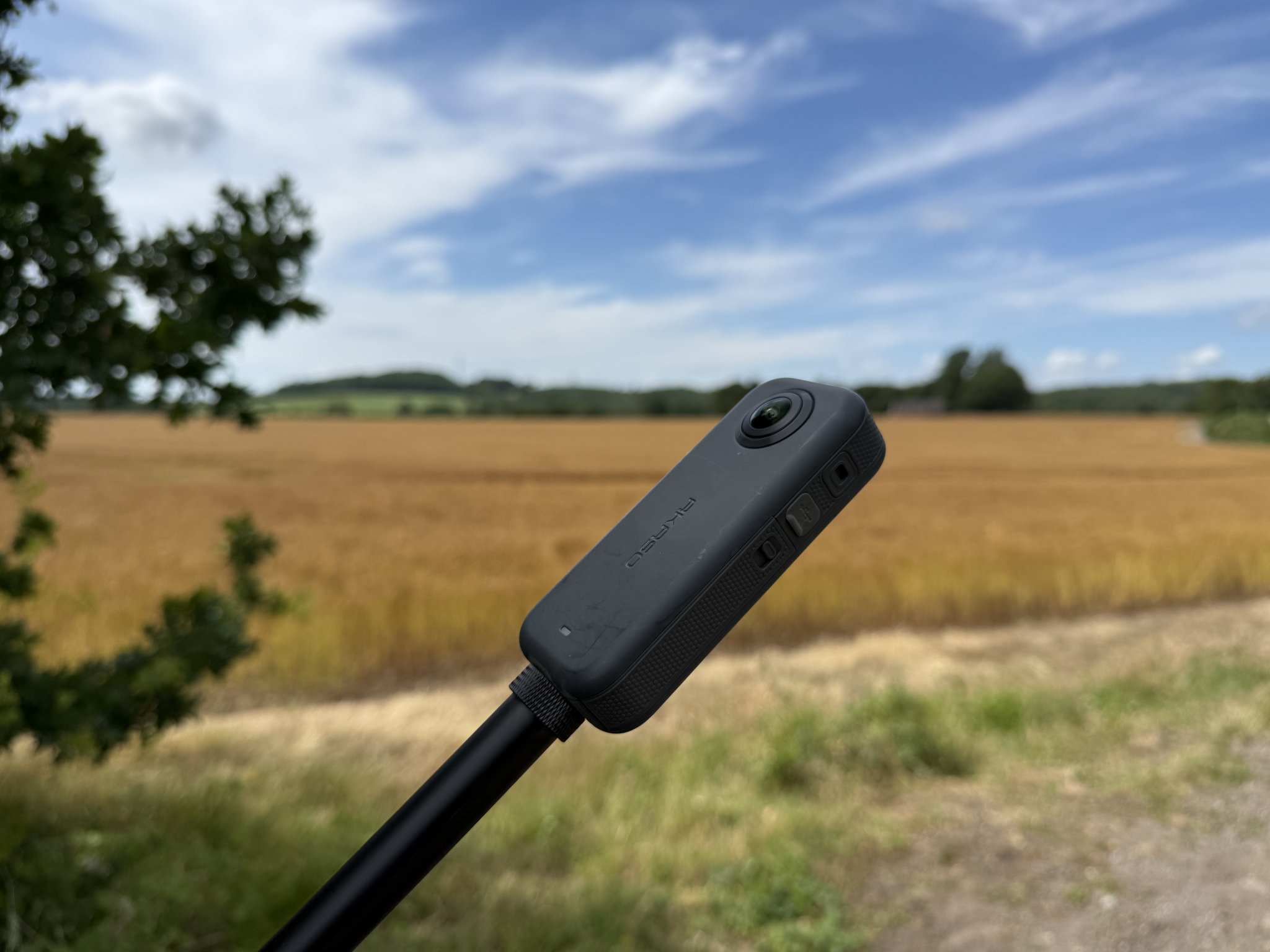 An Akaso 360 mounted on a motorcycle
