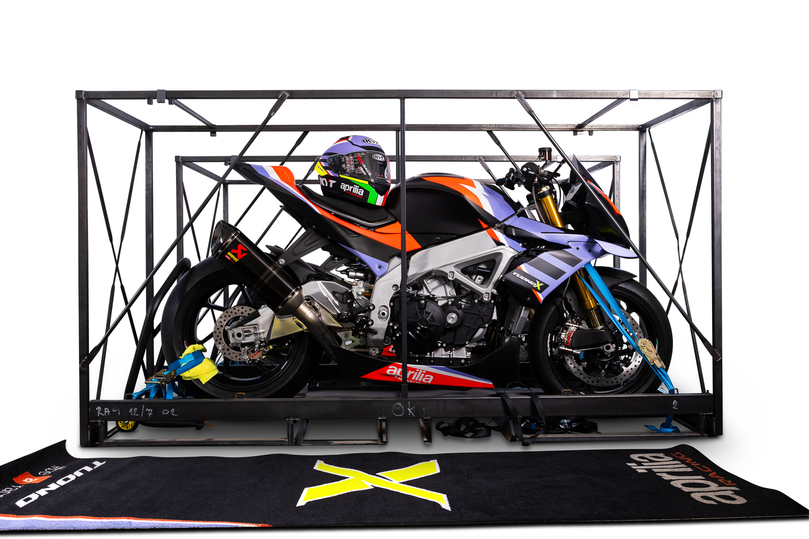 Aprilia Tuono X and matching helmet. Credit: Iconic Motorbike Auctions.