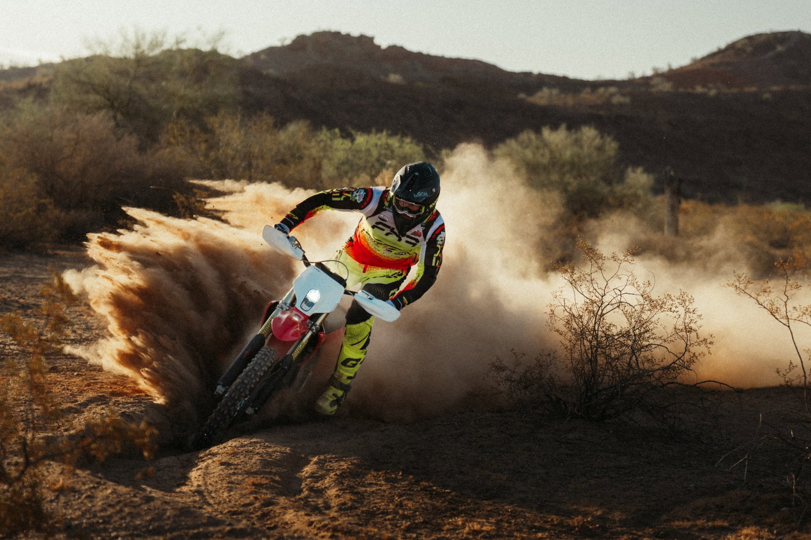 A Stark Varg EX ridden in the desert