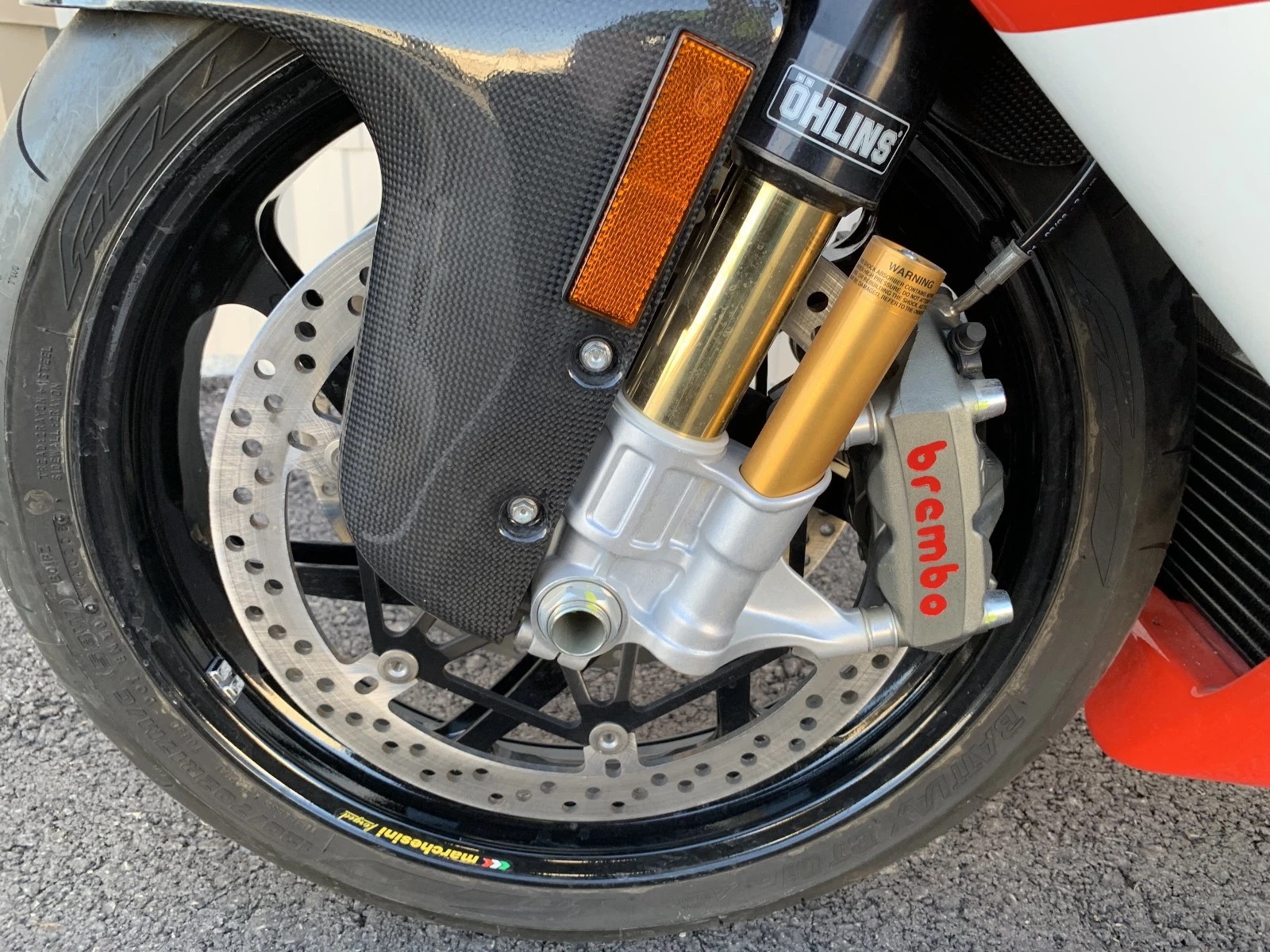 Brembo brakes are paired with MotoGP-spec Ohlins suspension