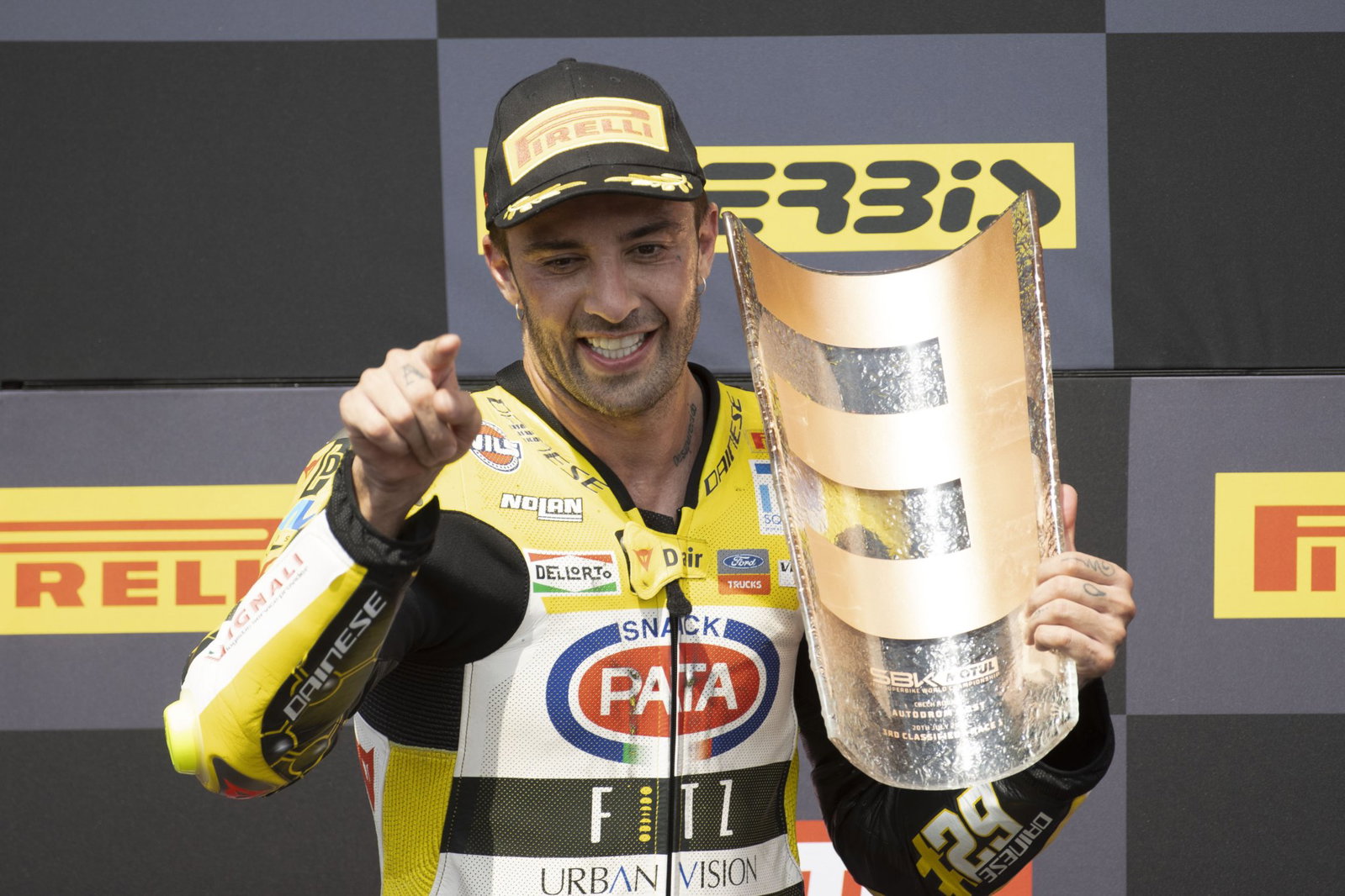 Andrea Iannone on the World Superbike podium
