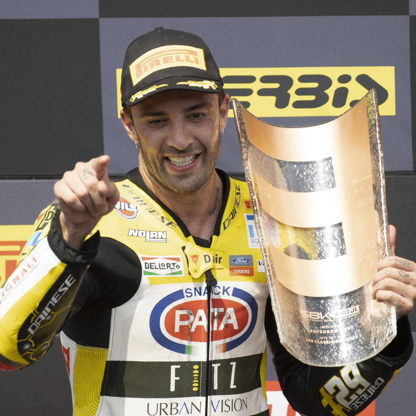 Andrea Iannone on the World Superbike podium