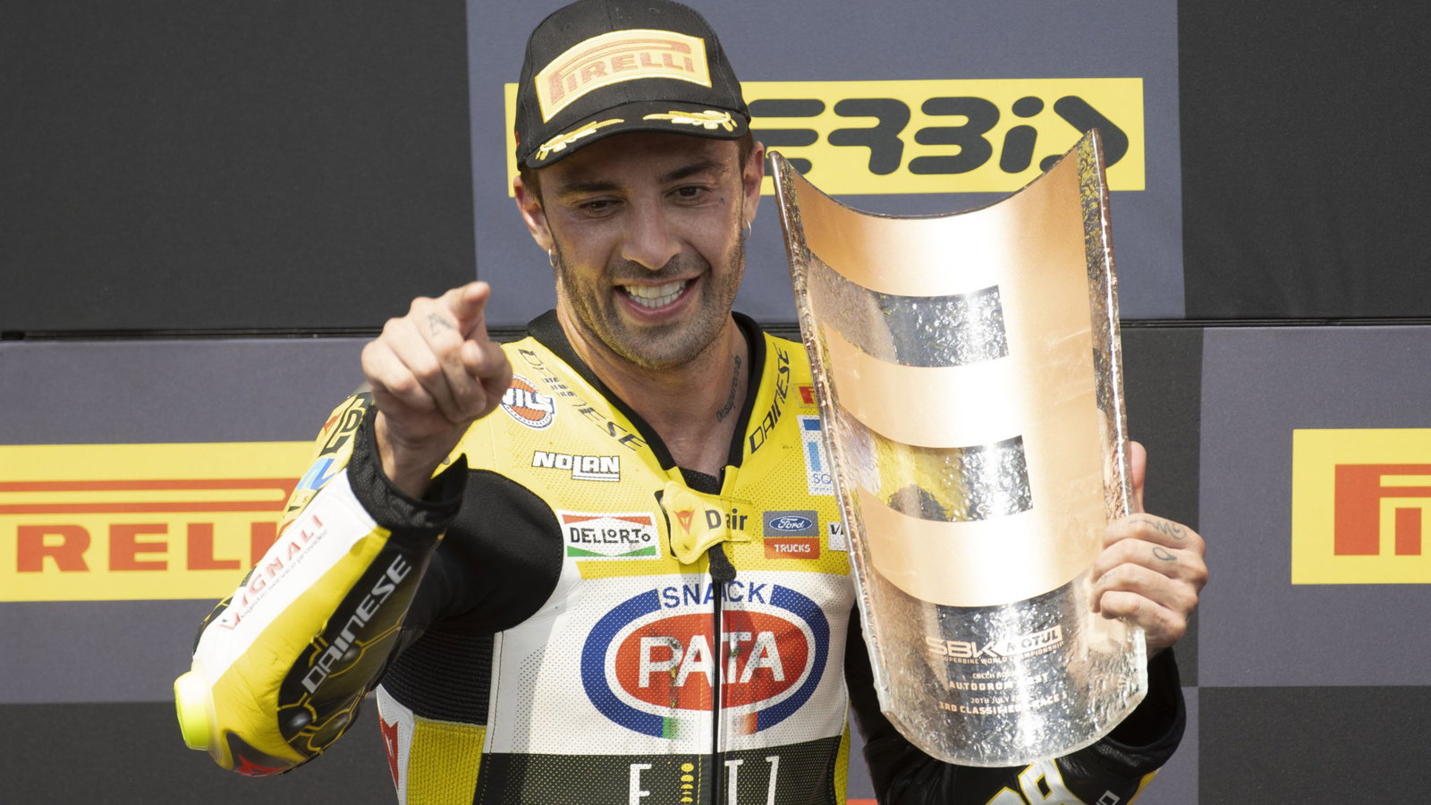 Andrea Iannone on the World Superbike podium