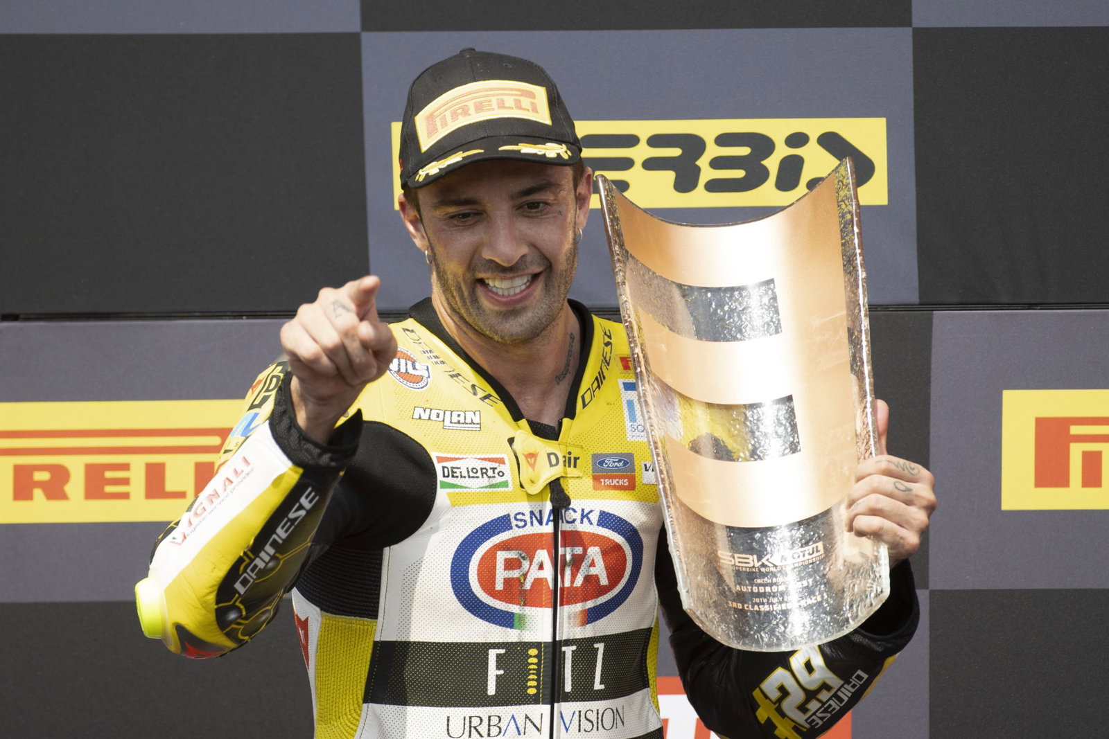 Andrea Iannone on the World Superbike podium