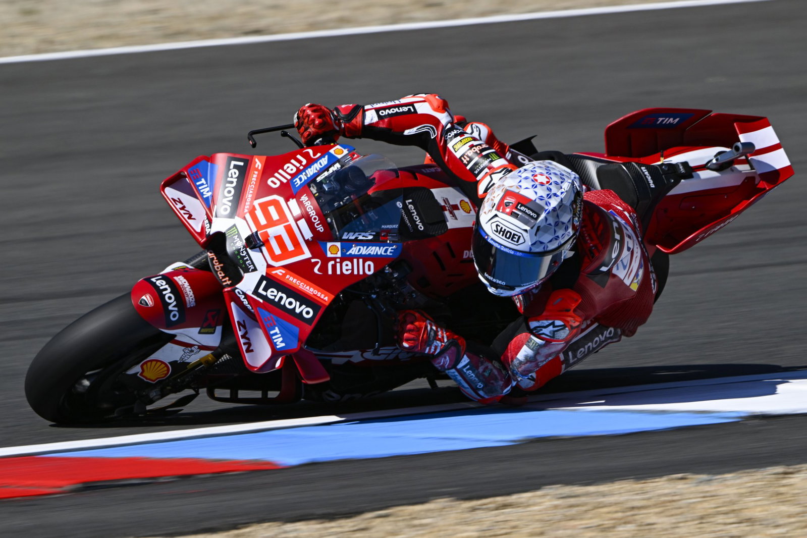 Marc Marquez riding a Ducati MotoGP bike. Credit: Gold and Goose.