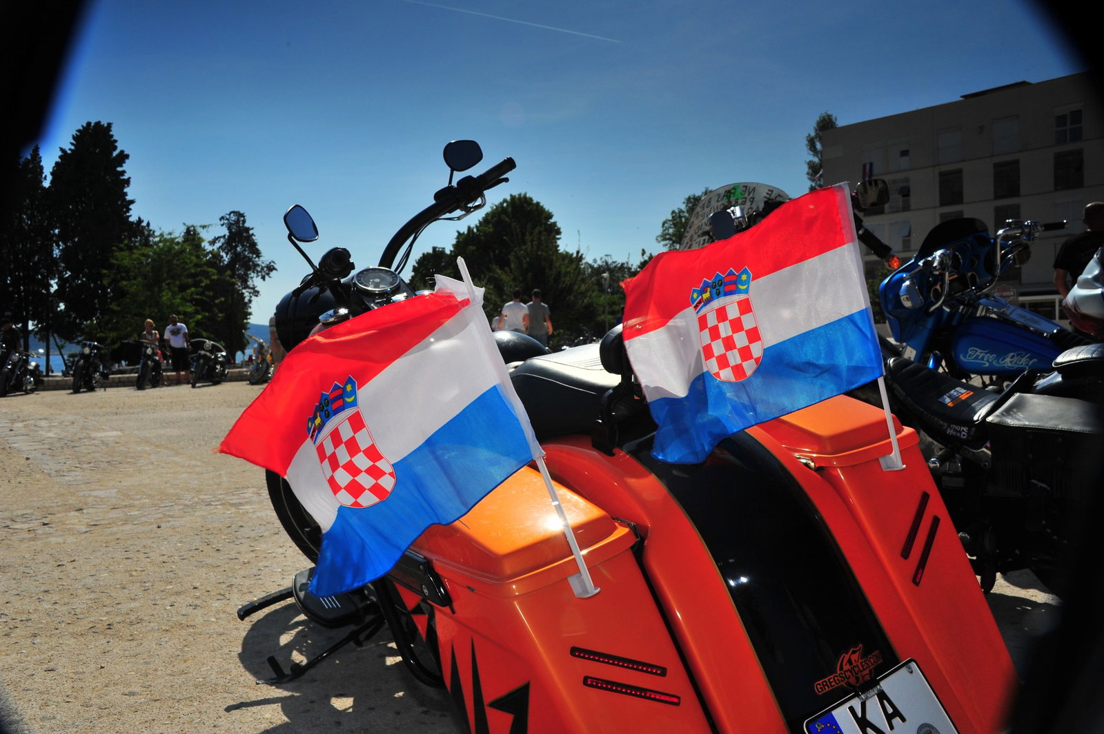 Harley-Davidson motorcycle with Croatian flags.