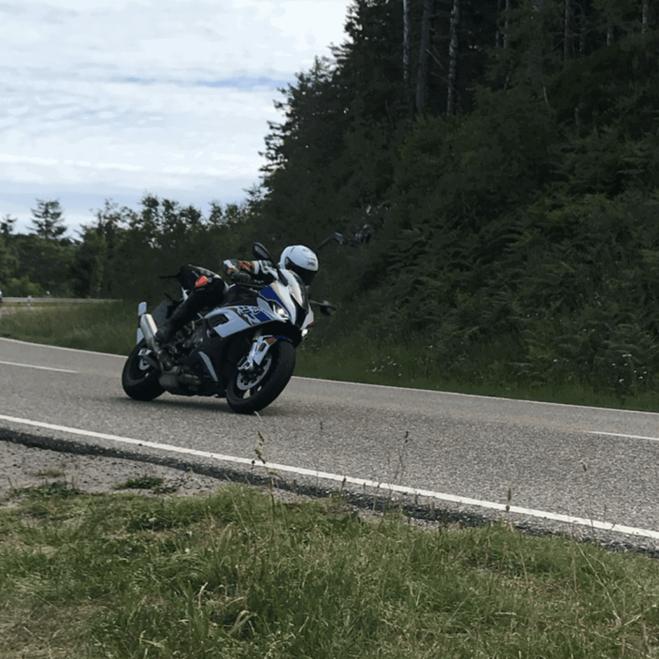 Riding a BMW on a German country road