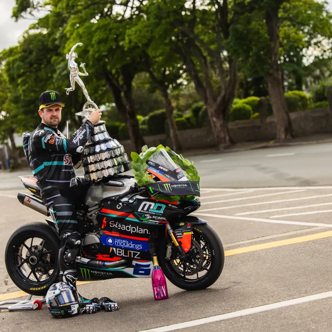 Michael Dunlop after winning the 2026 Supersport TT Race 1. Credit: Isle of Man TT.