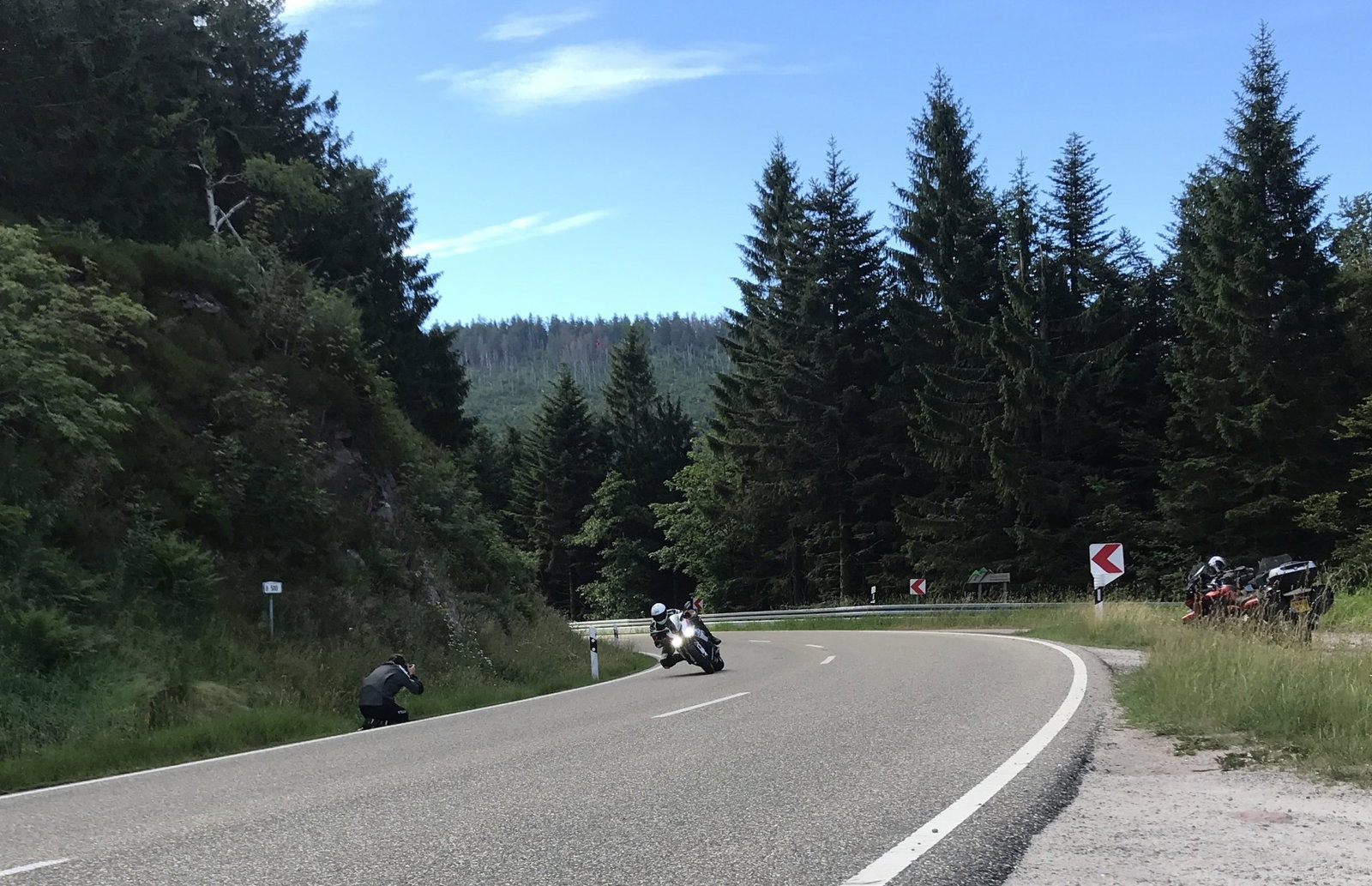 Riding a BMW on a German country road