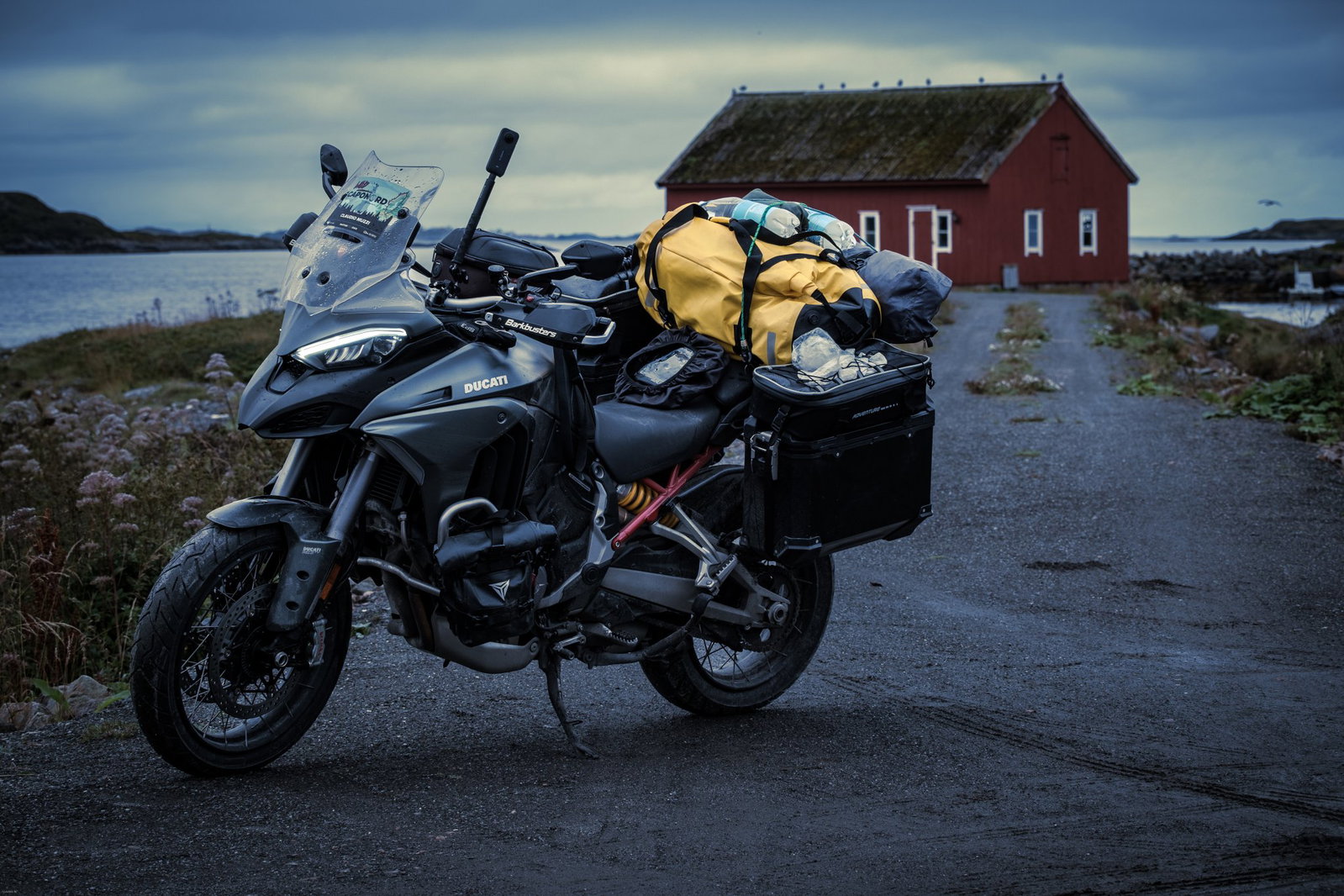 A Ducati Multistrada ahead of its journey.
