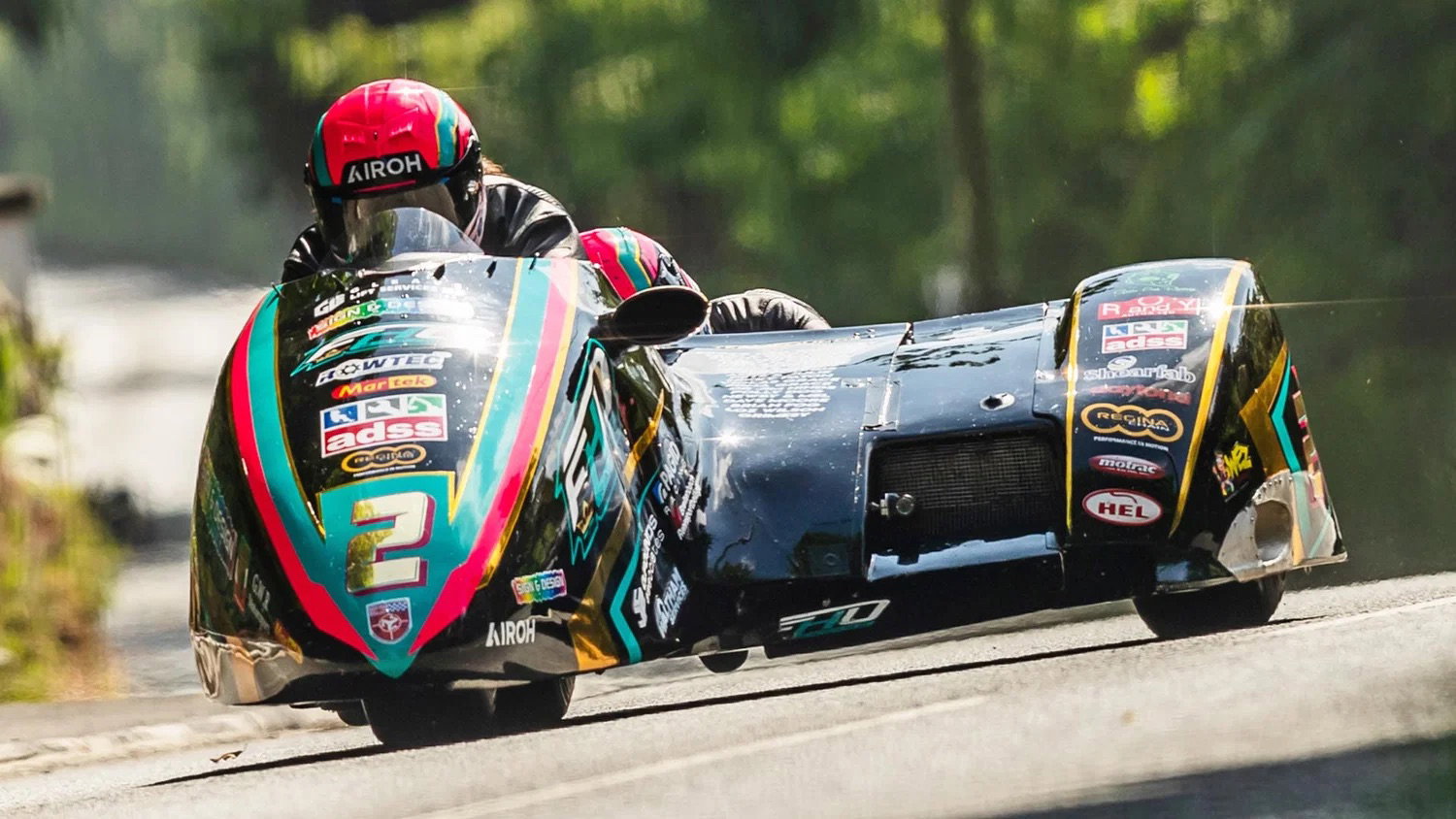 A TT sidecar in action on the Isle of Man