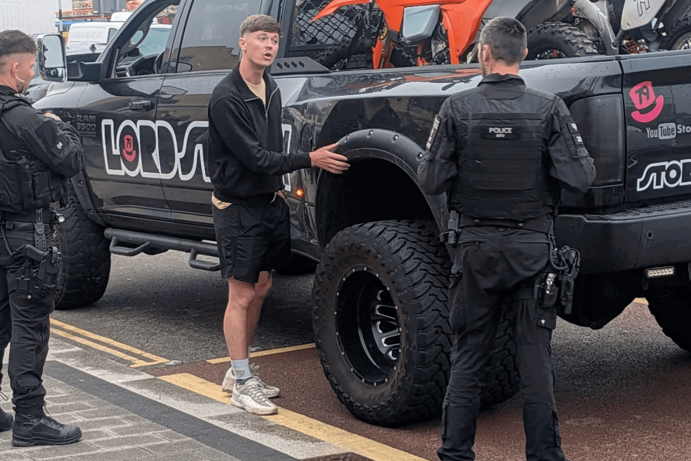 Storm Stacey having his truck seized. Credit: Storm Stacey/Facebook.