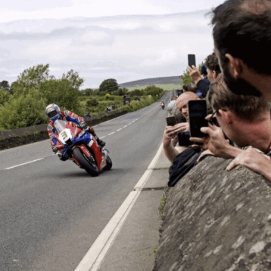 Dean Harrison riding at the Isle of Man TT. 