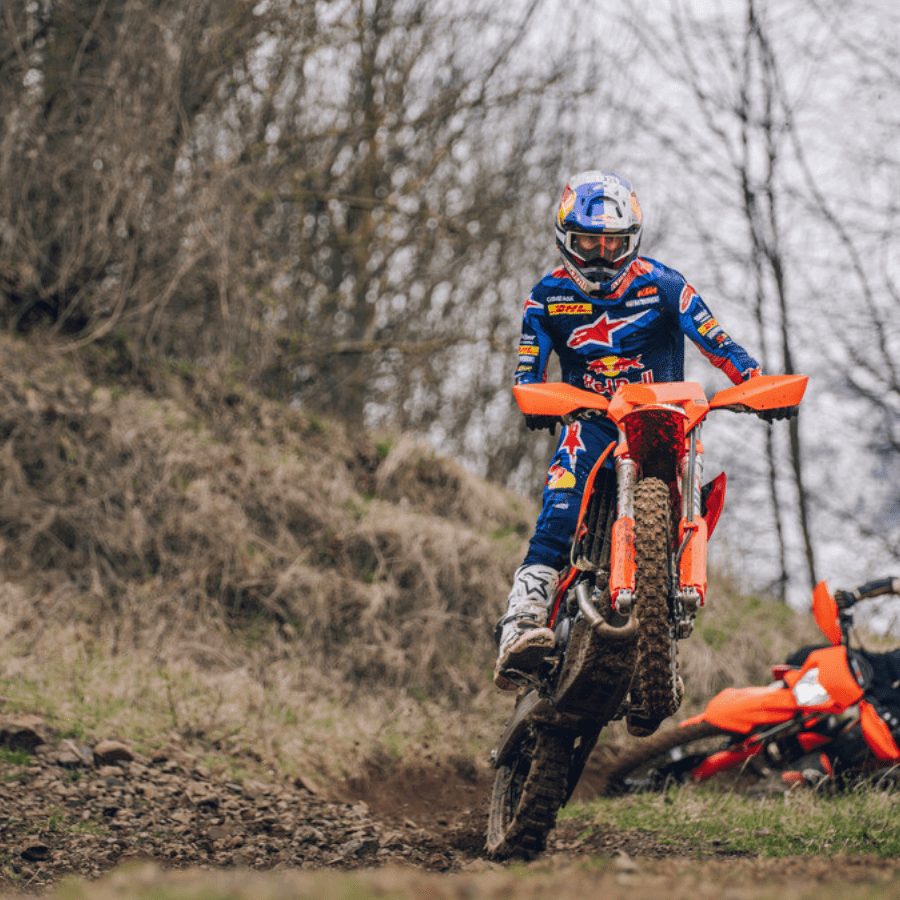 KTM's new enduro motorcycles in action.