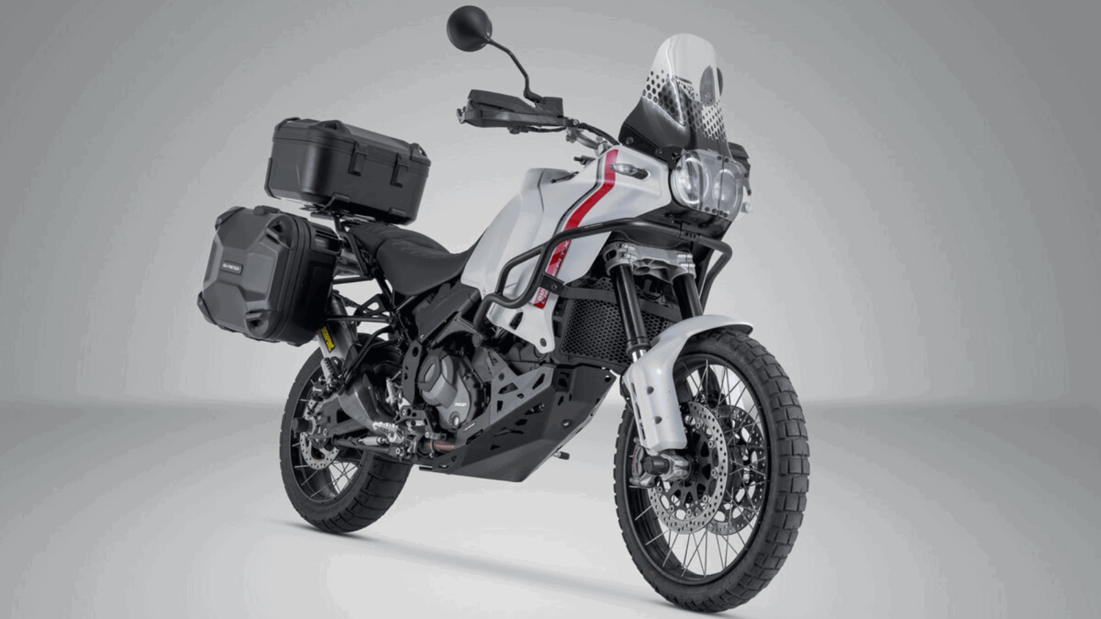 Ducati DesertX with a luggage set.
