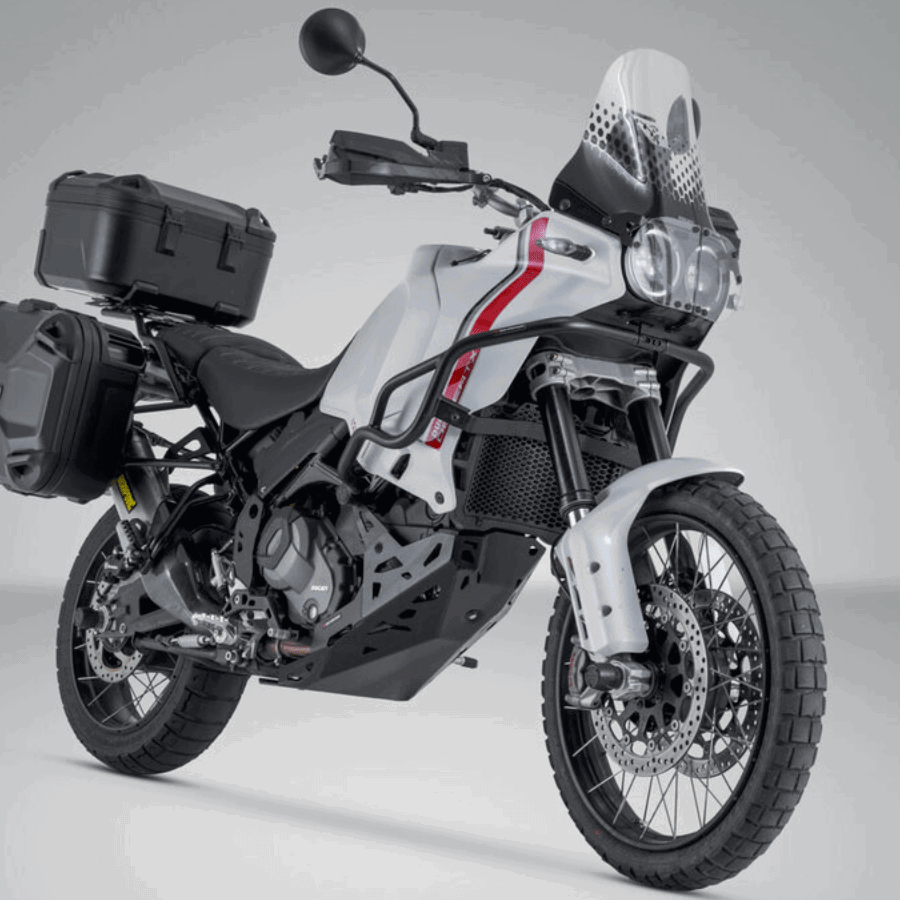 Ducati DesertX with a luggage set.