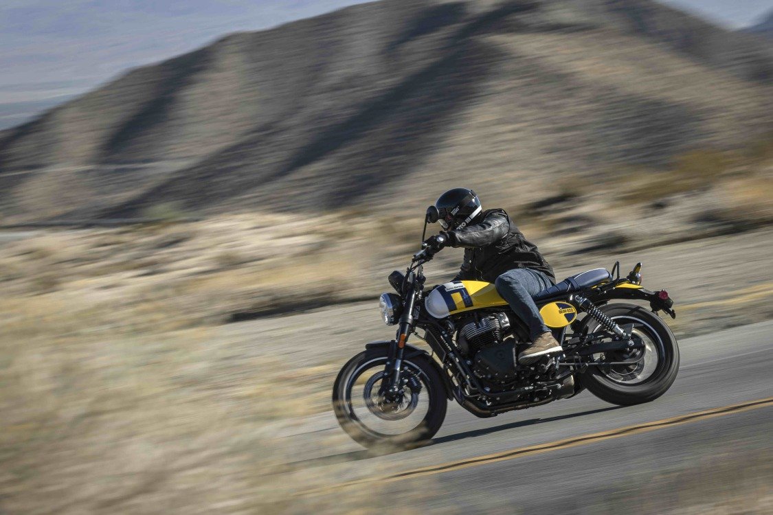 Royal Enfield Bear 650 on the road.