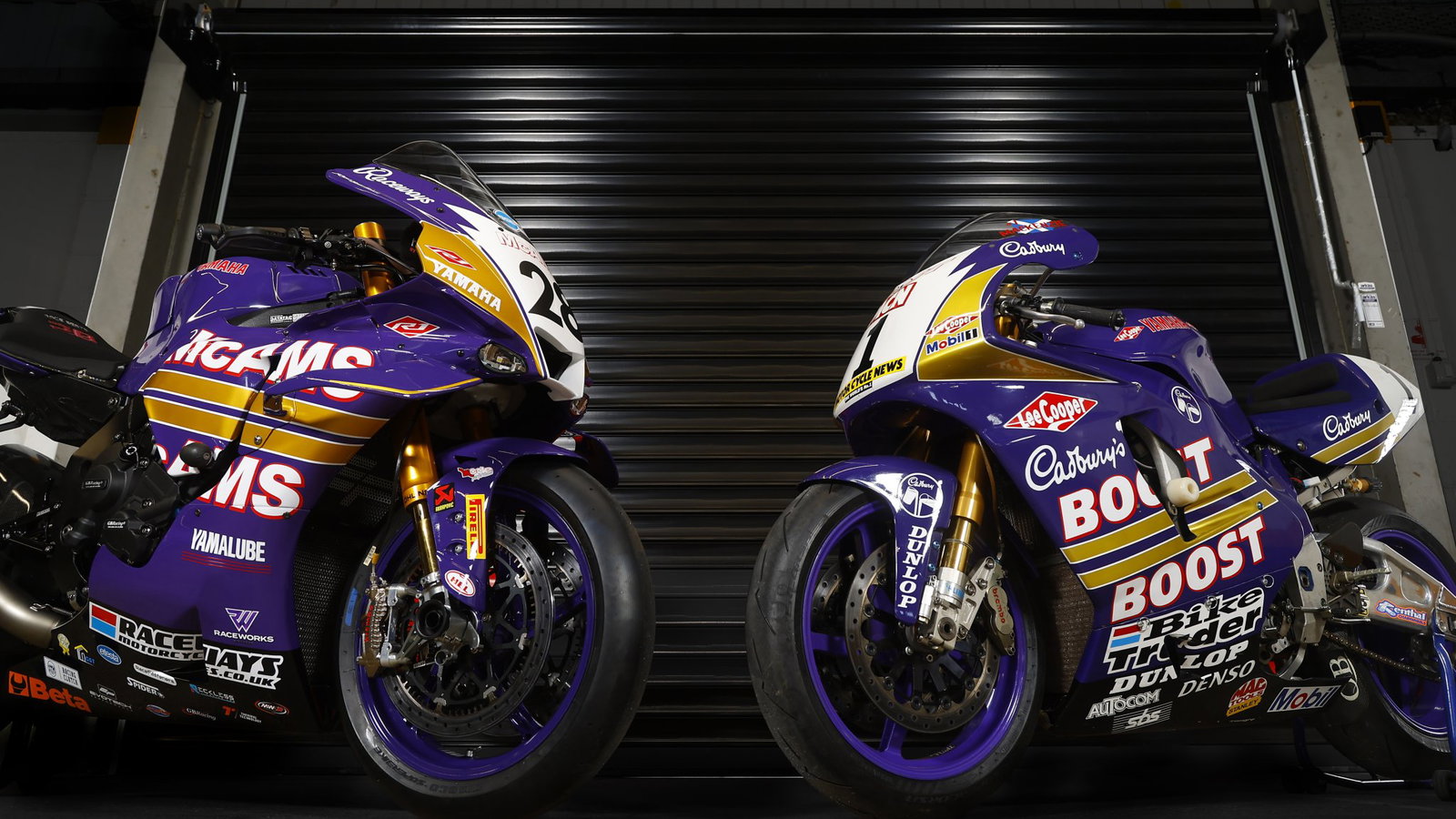 Yamaha Cadbury Boost BSB bikes.