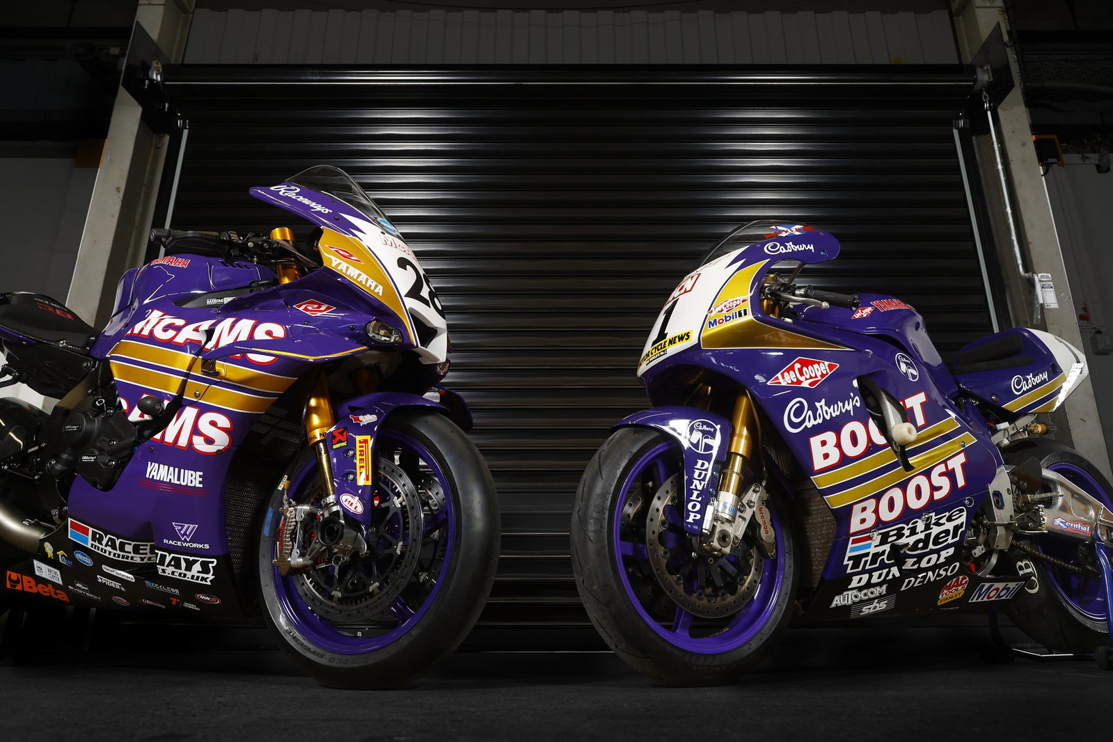 Yamaha Cadbury Boost BSB bikes.