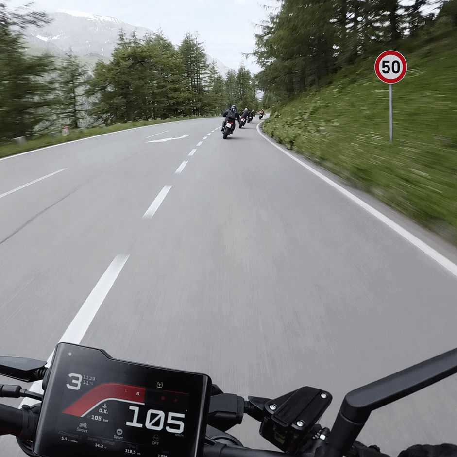 Riding past a 50 speed limit sign