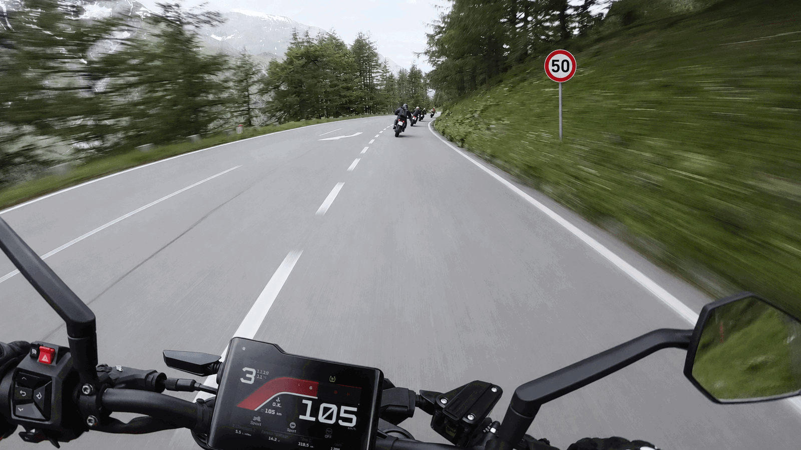 Riding past a 50 speed limit sign
