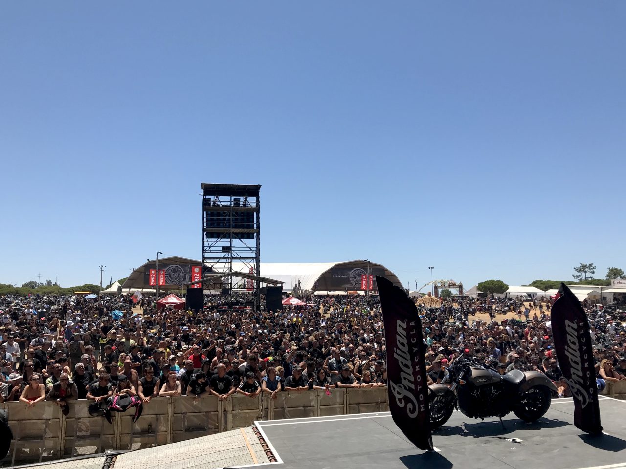 Indian Motorcycle on stage at an event.