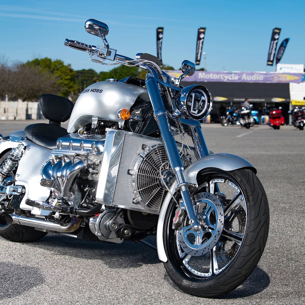 A Boss Hoss V8 cruiser motorcycle