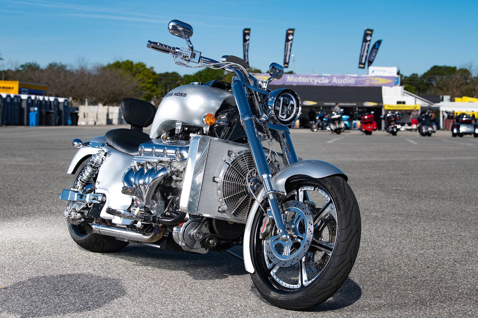 A Boss Hoss V8 cruiser motorcycle