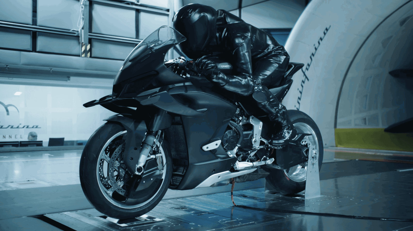 The CFMoto V4 SR-RR in the Pininfarina wind tunnel