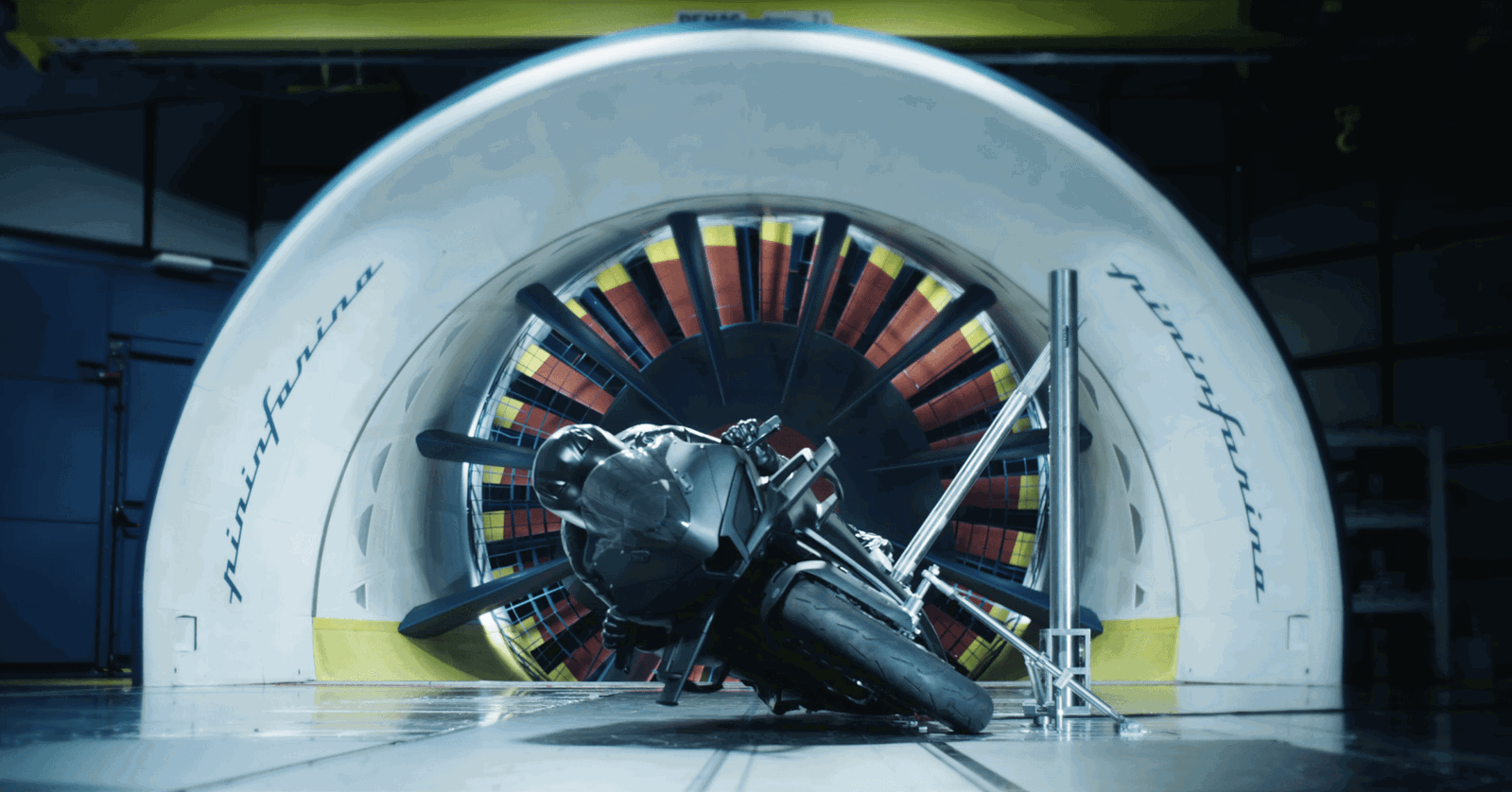 The CFMoto V4 SR-RR in a wind tunnel