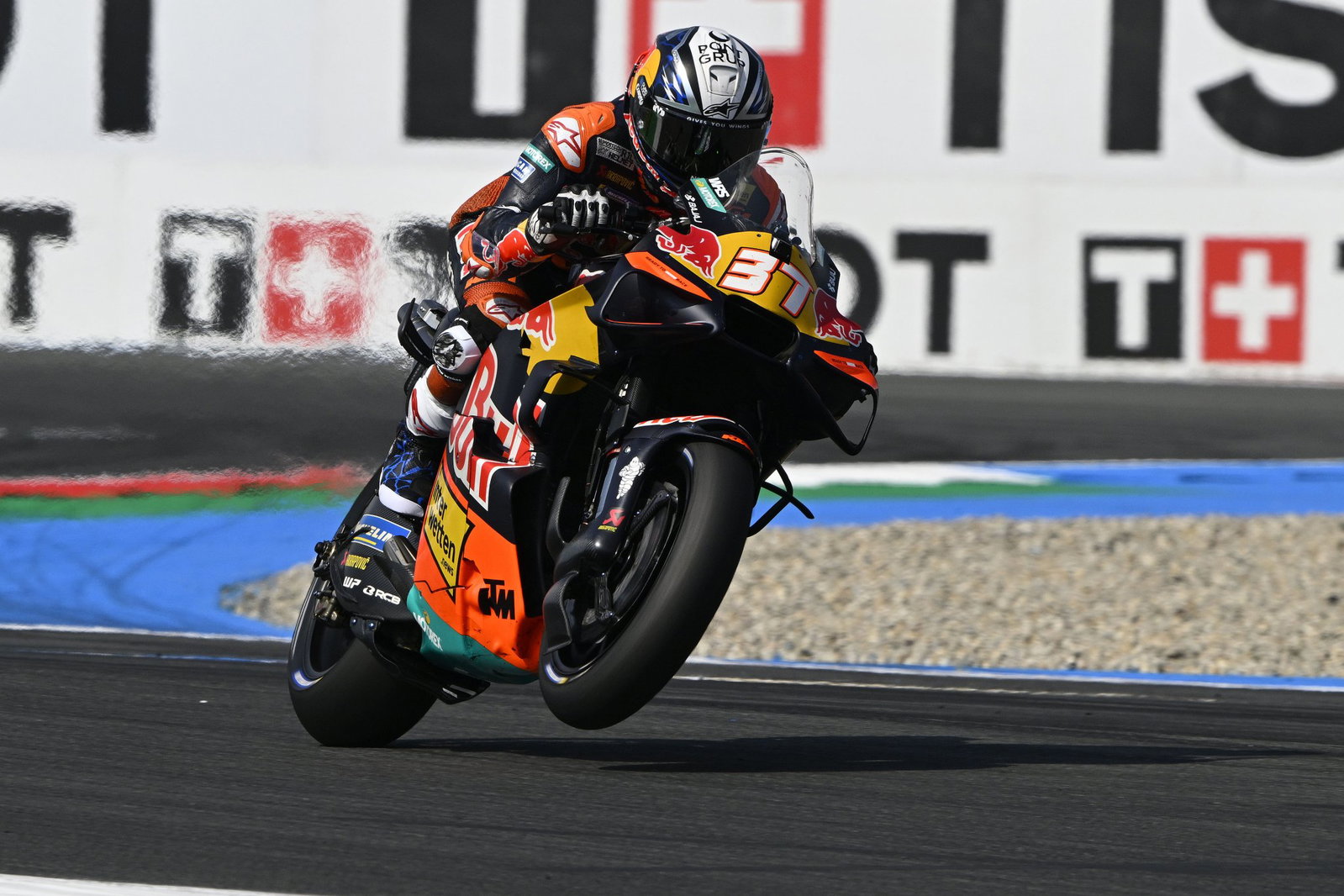 Pedro Acosta riding the KTM RC16 in Assen. Credit: Gold and Goose.