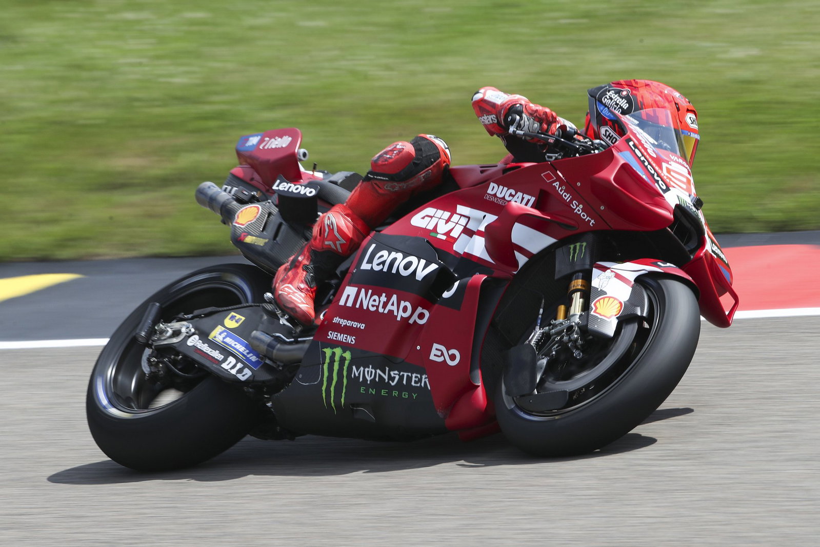 Marc Marquez riding the Sachsenring circuit. Credit: Gold and Goose.