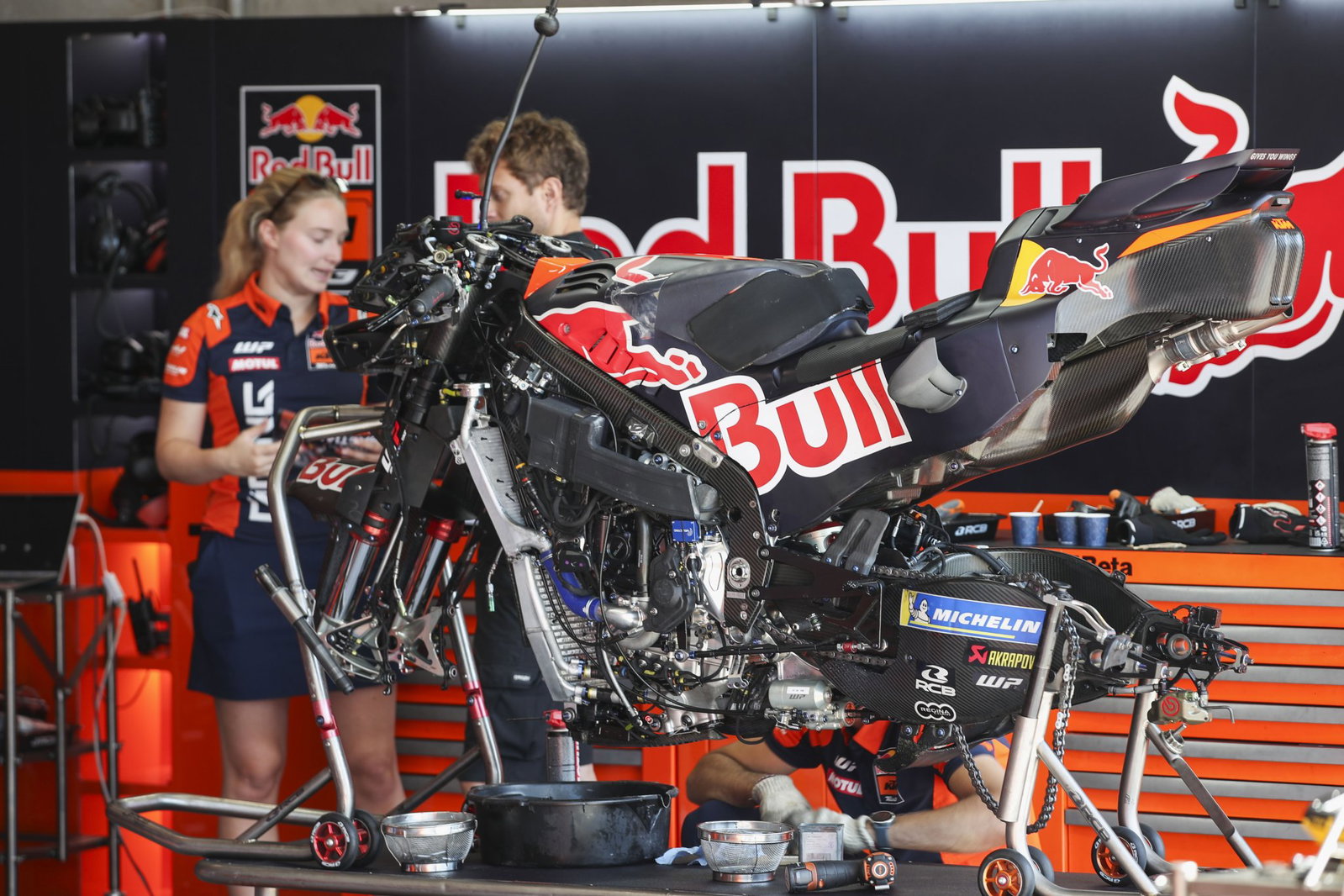 Dissembled KTM MotoGP bike. Credit: Gold and Goose.