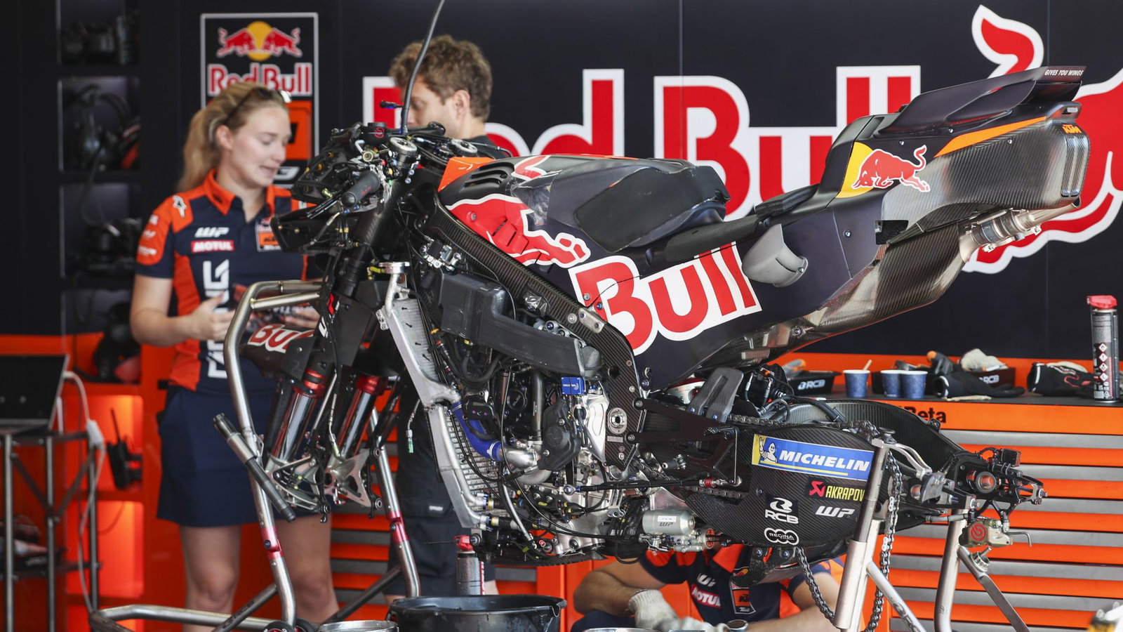 Dissembled KTM MotoGP bike. Credit: Gold and Goose.