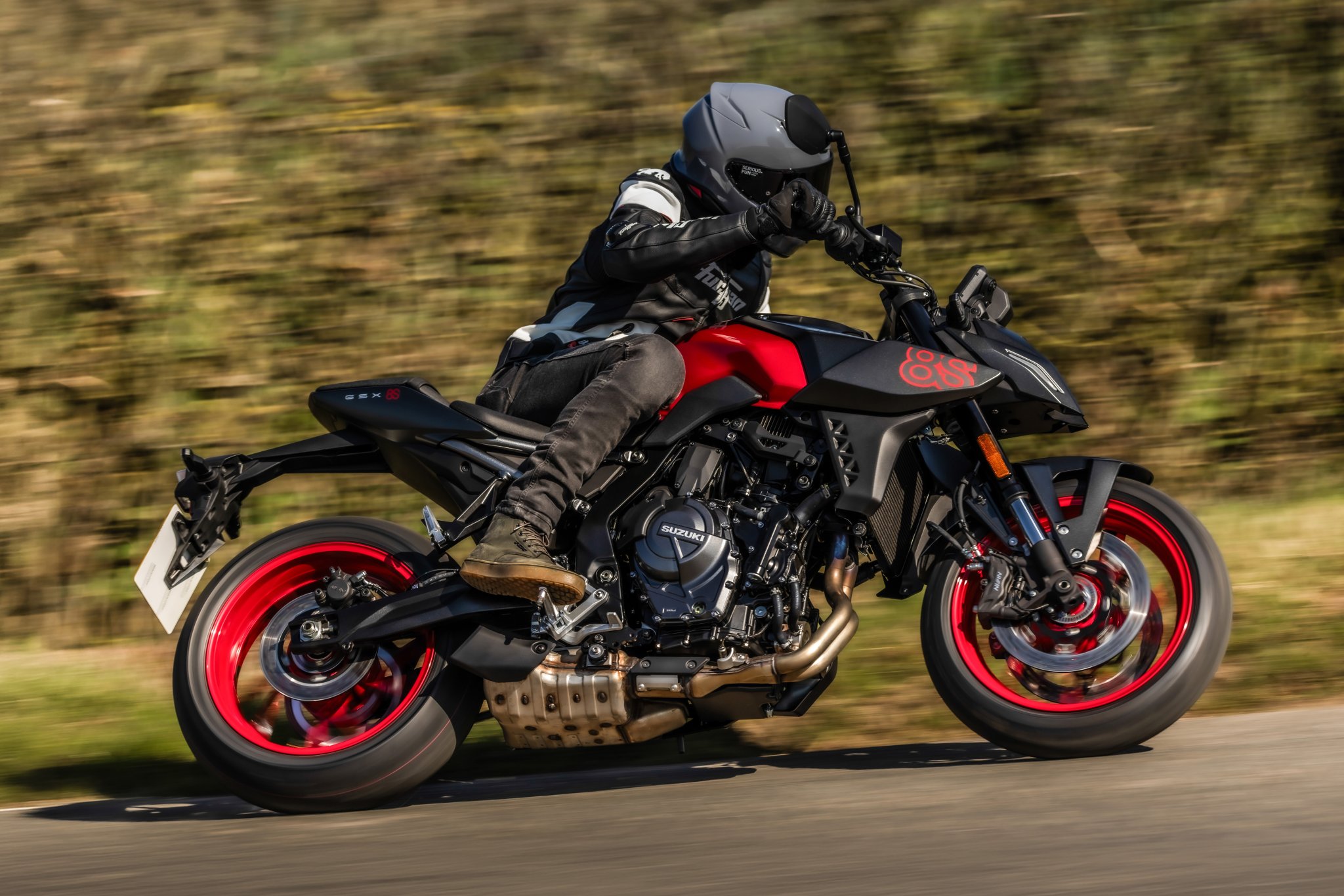Refreshed Suzuki GSX-8S on the road.