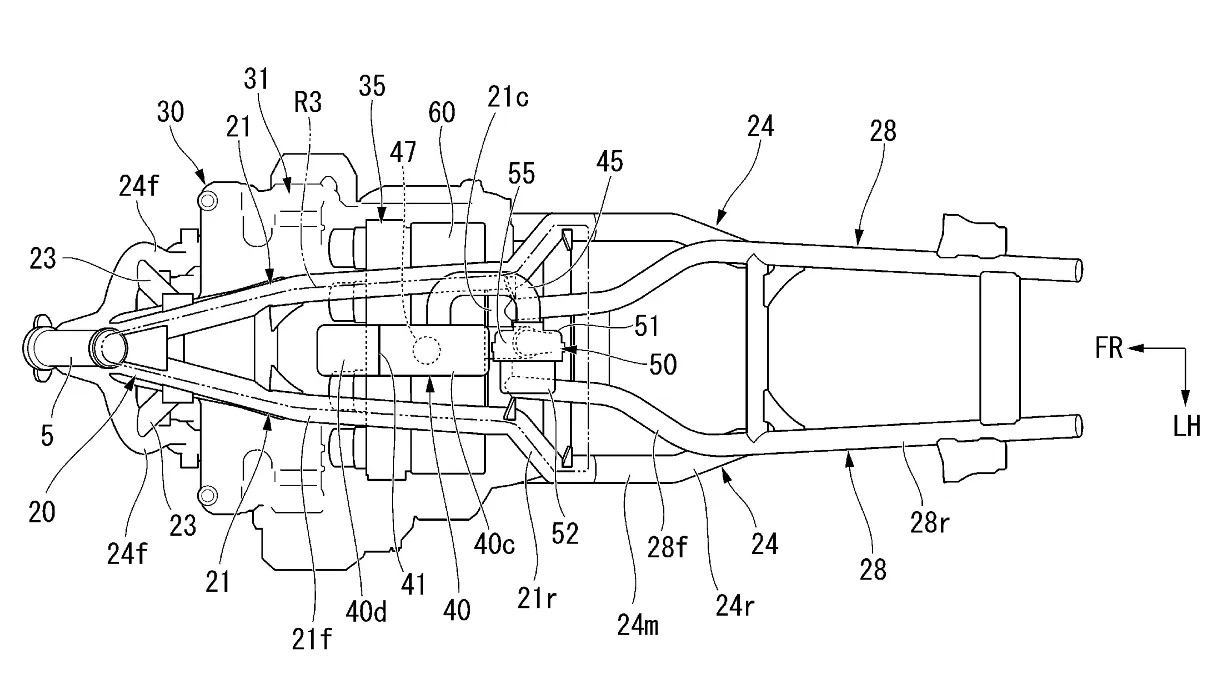 A patent showing the E-Compressor fitted to an inline four-cylinder engine