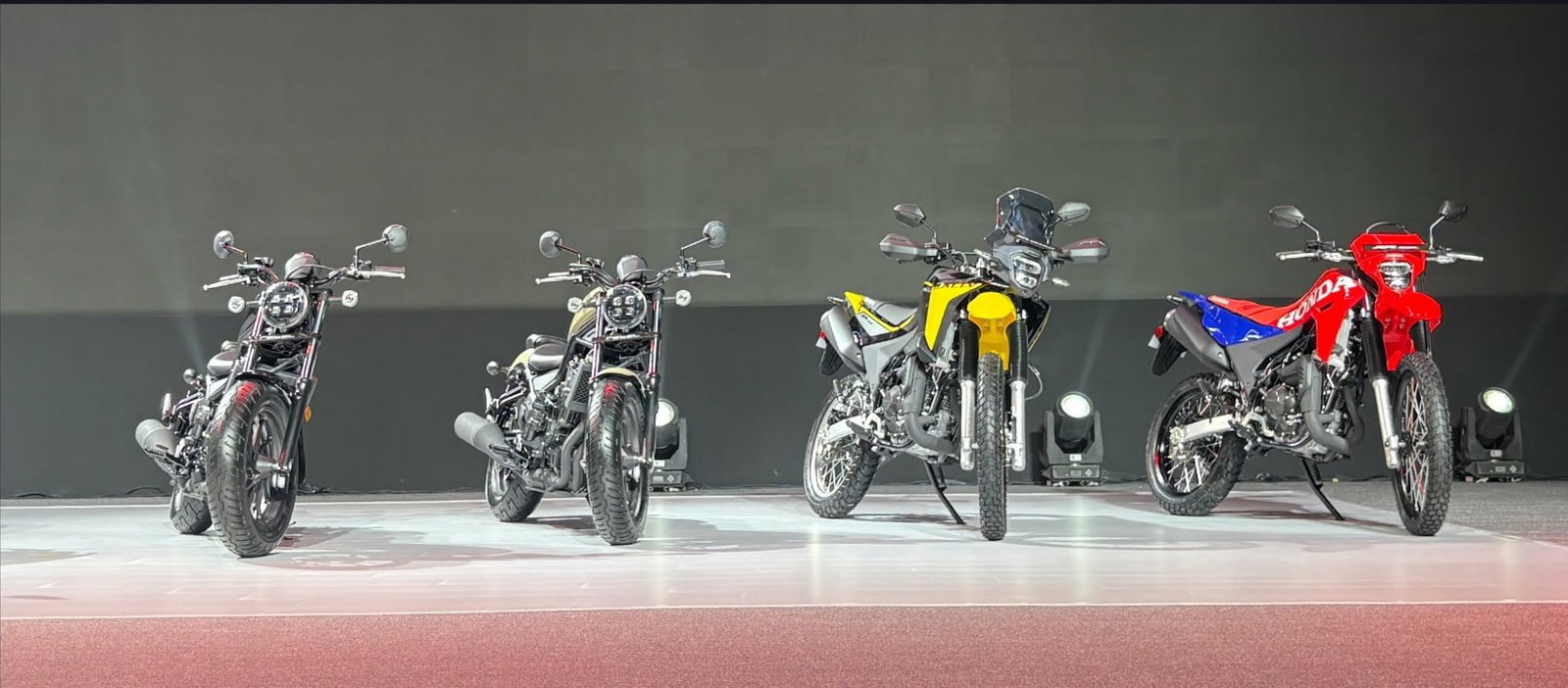 The new XR300L and XR300L Rally alongside some of the other bikes in the range