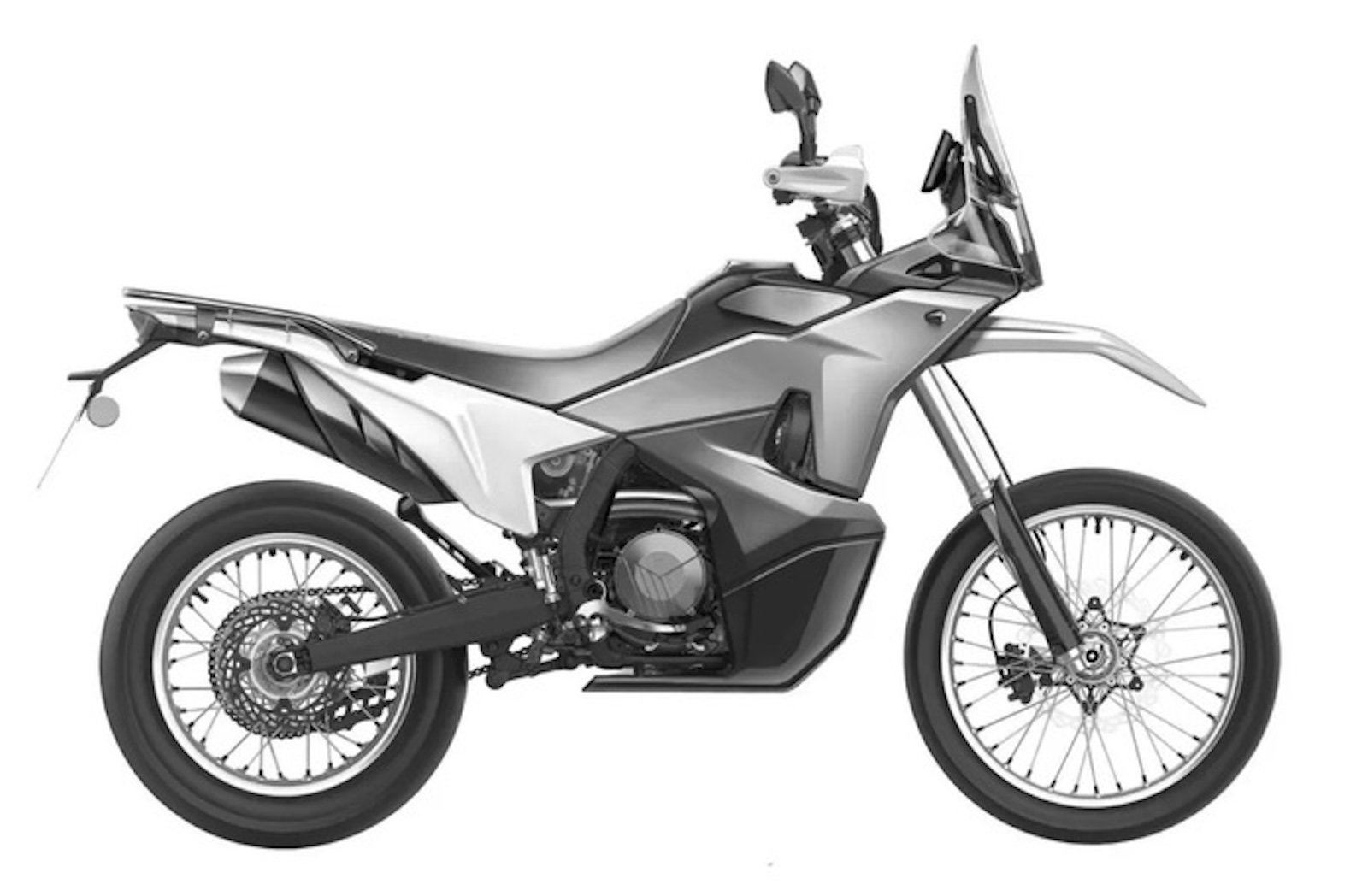 A patent image for a Kove 350 Rally motorcycle