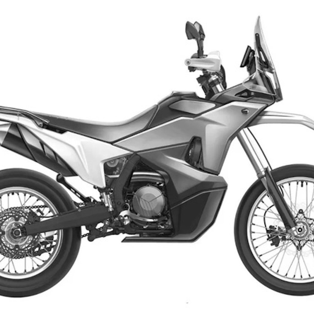 A patent image for a Kove 350 Rally motorcycle